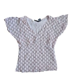 New York & Company Pink Geometric Blouse